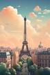 Paris retro city poster with Eiffel Tower
