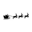 Vector Christmas black with Santa Claus riding his sleigh pulled by reindeers.