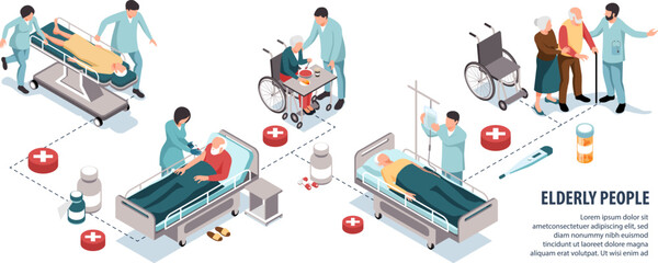 Wall Mural - Elderly People Hospital Infographics