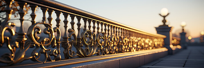 Outdoor barrier made of iron railing. 