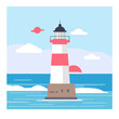 Summer Sea Landscape Lighthouse, vector, illustration, wallpaper (generative ai)