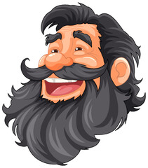 Poster - Smiling Cartoon Character with Beard and Mustache