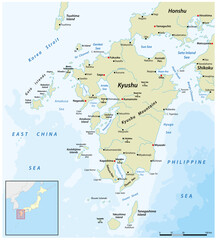  Vector map of the Japanese island of Kyushu
