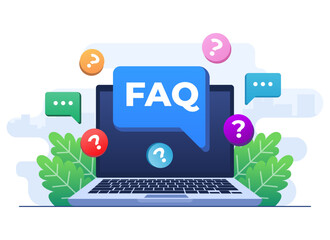 Frequently asked questions concept flat illustration vector template, Questions of answers, FAQ, Q&A