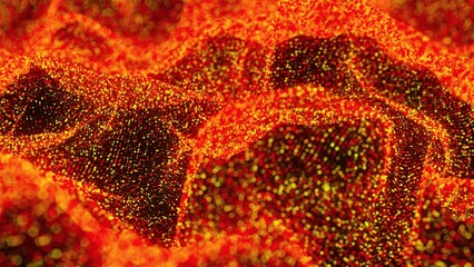 Poster - Gold wave particles. Computer generated 3d render