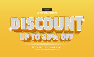 Wall Mural - Design editable text effect, discount 3d cartoon vector illustration