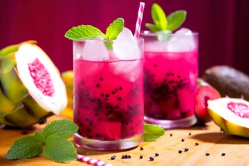 Pitahaya or dragon fruit mojito.