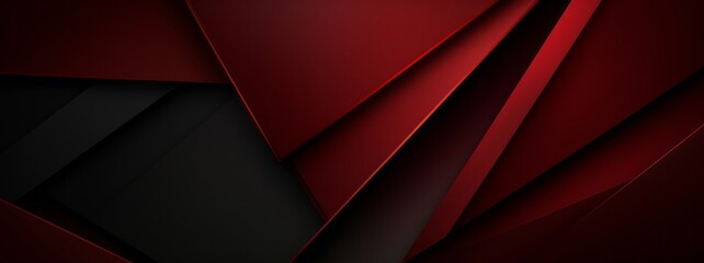 Wall Mural - Corporate modern dark black and red abstract background. Color gradient. Geometric shape. Lines, stripes at different angles. 3d effect. Futuristic. Web banner. Wide. Panoramic design. Generative AI