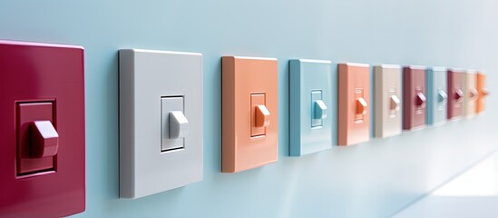 Bright light switch on pale wall