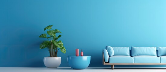 Sticker - a blue room interior mockup