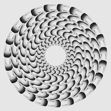 Vector Abstract Monochrome Pattern In The Form Of Wavy Lines Arranged In A Spiral On A Gray Background