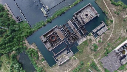 Aerial of Nuclear Plant Abandoned Construction Site