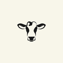 Cow Head Logo Design Template On White Background.