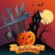Happy Halloween. Vector cute illustrations of objects. Brochure background and traditional symbols.