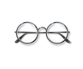 Sticker - Black glasses round black-rimmed glasses accessory. Optics see well lens vintage trend. Vector