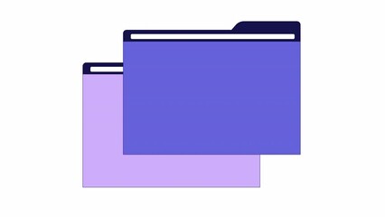 Poster - Nineties file folders line 2D object animation. Retro organization archive computer technology flat color cartoon 4K video, alpha channel. Directory storage y2k animated item on white background