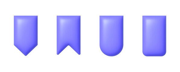 Aufkleber - Bookmark 3d set in realistic style on white background. 3d realistic vector design element