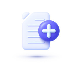Poster - File plus 3d. Design element. Button for mobile app design. Vector design