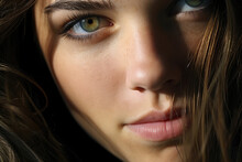 Close Up Of A Woman With Green Eyes