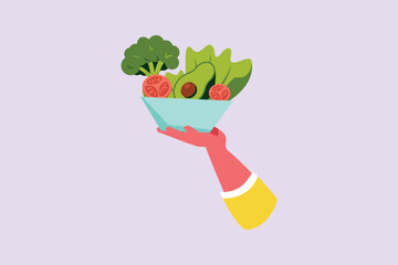 Healthy food concept. Vegetables, fruits and milk. Colored flat vector illustration isolated. 