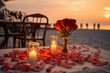 Savor love in a seaside paradise candles, flowers, sunset�??romantic dinner perfection