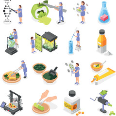 Canvas Print - Food Of Future Isometric Icons