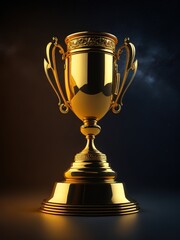 gold trophy cup in the night