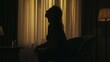 © kinomaster - Everyday life creative concept. Woman sitting on a chair in the heated living room, resting under air conditioner.