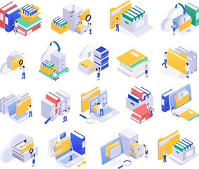 Sticker - Isometric Archive Icon Set