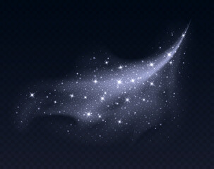 Wall Mural - silver dust cloud with sparkles isolated on dark background. stardust sparkling background. glowing 