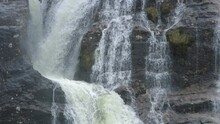 Close Up Of Scotland Waterfall In Slow Motion