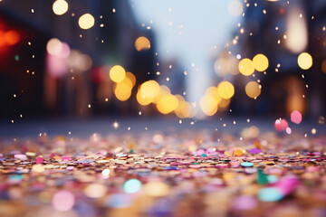 Canvas Print - Celebratory Confetti Shower on City Street