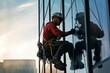 Skilled industrial climbers at work, performing maintenance and inspection tasks in various industries.'generative AI'	