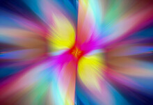 Abstract Multicolored Zoom Effect Background. Digitally Generated Image. Rays Of Versicolor Light. Colorful Radial Blur, Fast Speed Zooming Motion, Sunburst Or Starburst. Use For Banner Background