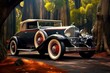 Old-fashioned automobile exemplifying the beauty of art deco era. A beloved possession for car enthusiasts. Generative AI
