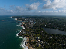 Aerial View Of The Beach, Sea And Lagoon In Hikkaduwa, Sri Lanka.