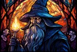 Fototapeta  - Wizard in the style of stained glass effects
