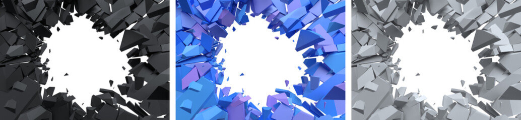 Poster - Set of broken walls, 3d render