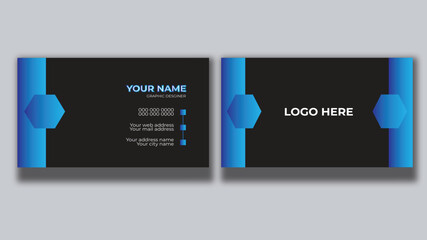 Blue modern creative business card and name card,horizontal simple clean template vector design, layout in rectangle size.