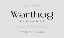 Warthog Abstract Digital Alphabet Font. Minimal Technology Typography, Creative Urban Sport Fashion Futuristic Font And With Numbers. Vector Illustration