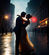 Illustration de deux danseurs amoureux dans la rue