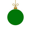 Christmas bauble green ornament on transparent background. PNG llustration.