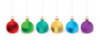 © jadamprostore - Set of realistic shiny colorful hanging christmas baubles isolated on white background