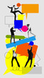 © master1305 - Business people, employees showing professional level, working with strategy and analytics. Contemporary art collage. Concept of business, office, communication. Poster. Copy space for ad