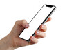 © vovan - a a phone iphone in a hand on a transparent background in PNG format