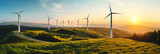 Fototapeta Sport - Wind turbines renewable energy, production with clean and renewable energy,  view of a wind farm for generating electricity.