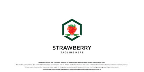 Wall Mural - Simple Strawberry logo design with unique concept| premium vector