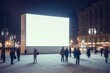 © gankevstock - blank billboard on winter crowded city street. People looking at ad on led screen