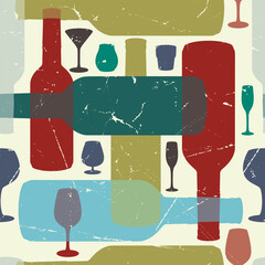 Canvas Print - Wine drink seamless pattern colorful