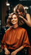 © Alexandre - beldade mulher em corte de cabelo no salão de beleza